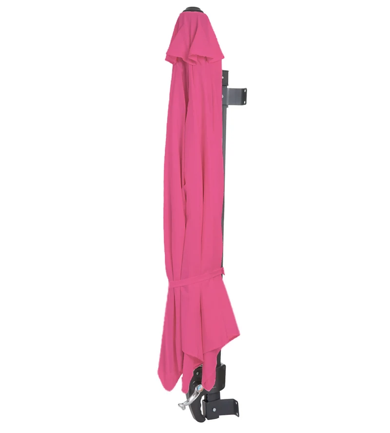 Parasol mural pour balcon terrasse avec mât inclinable 3m polyester aluminium/acier 9kg couleur rose 04_0005637