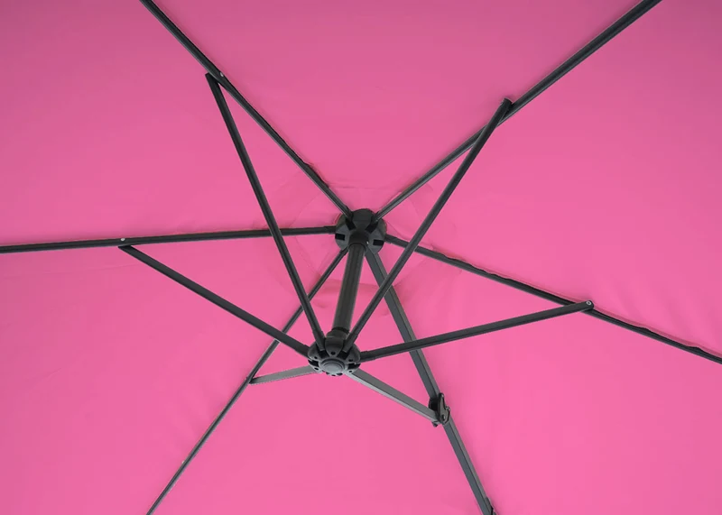 Parasol mural pour balcon terrasse avec mât inclinable 3m polyester aluminium/acier 9kg couleur rose 04_0005637