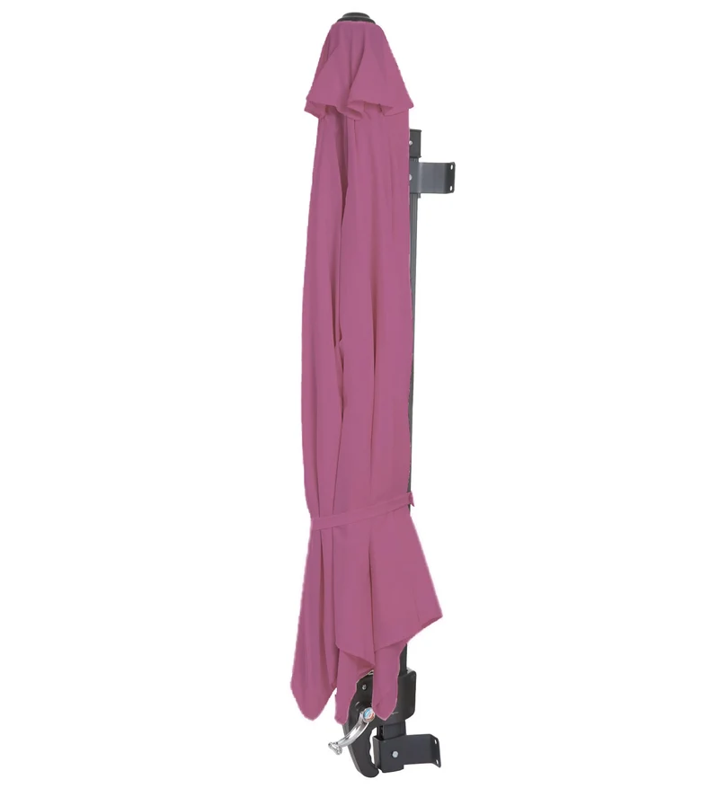 Parasol mural pour balcon terrasse avec mât inclinable 3m polyester aluminium/acier 9kg couleur lavande rouge 04_0005638