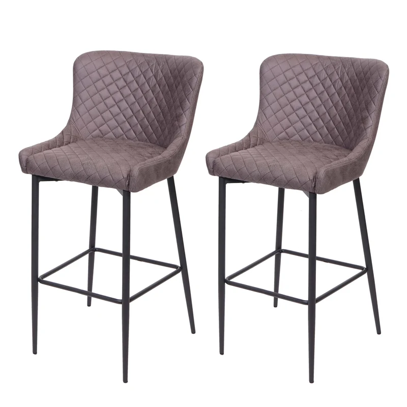 Lot de 2 tabourets de bar chaises de comptoir en tissu gris foncé design chic et rétro 04_0000158