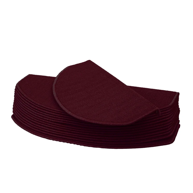 Lot de 15 tapis d'escalier protection d'escalier antidérapant 65x25cm semi-circulaire bordeaux 04_0000015