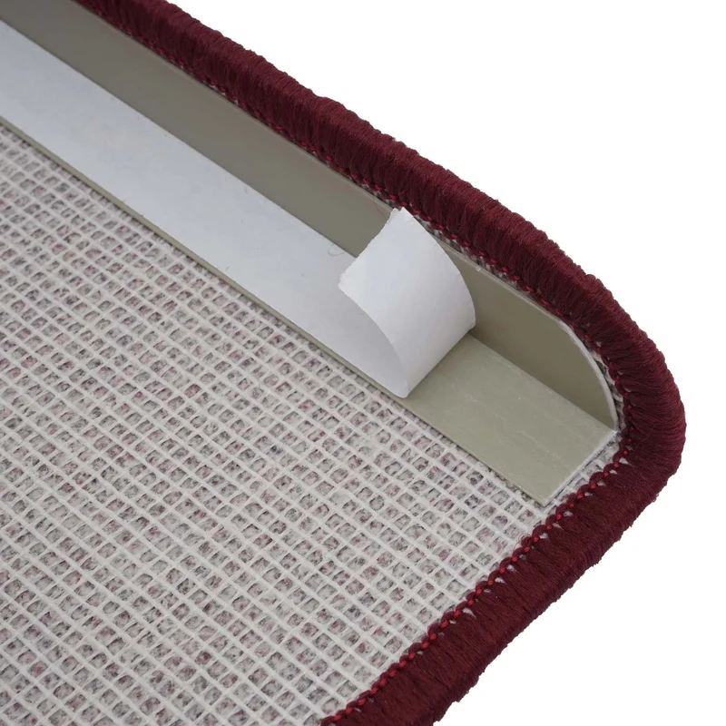 Lot de 15 tapis d'escalier protection d'escalier antidérapant 65x25cm semi-circulaire bordeaux 04_0000015