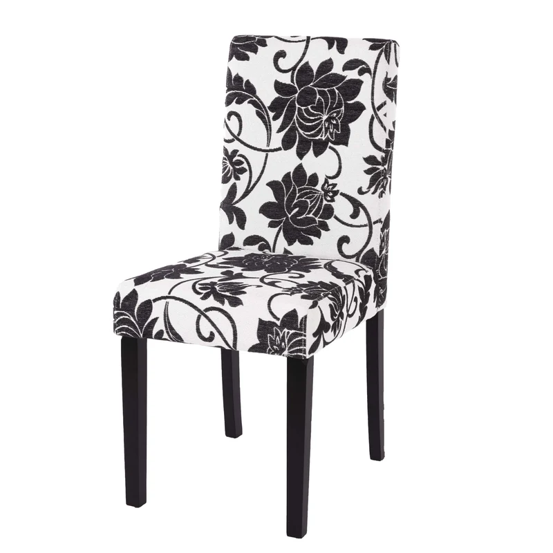 Chaise de salle à manger cuisine en tissu jacquard noir pieds foncés design moderne 04_0002323