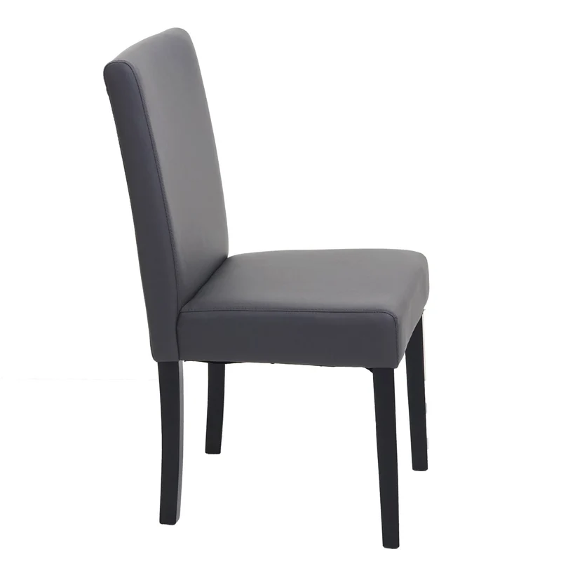 Chaise de salle à manger cuisine en synthétique gris mat pieds en bois foncé 04_0002315
