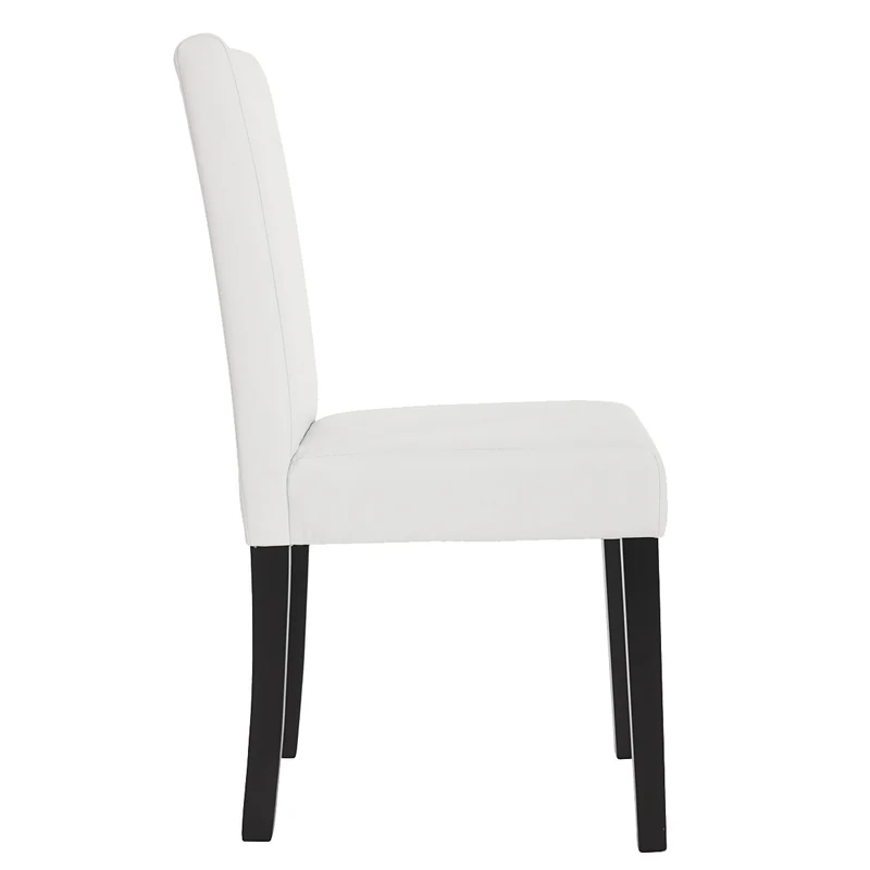 Chaise de salle à manger cuisine en synthétique blanc mat pieds en bois foncé design moderne 04_0002343