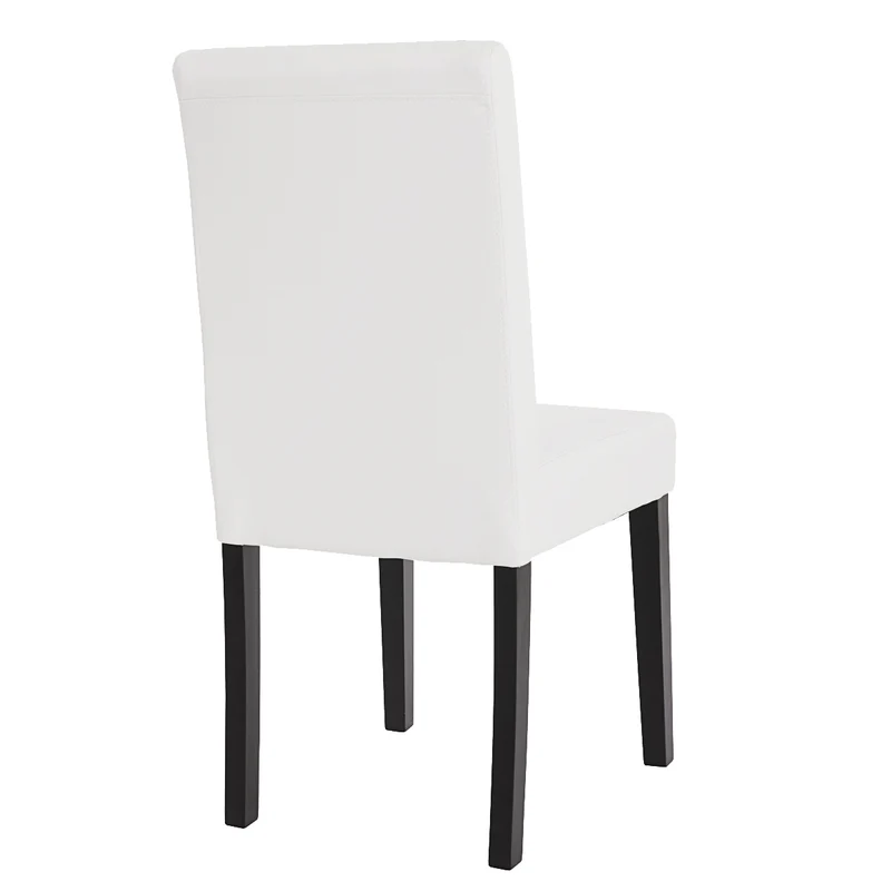 Chaise de salle à manger cuisine en synthétique blanc mat pieds en bois foncé design moderne 04_0002343