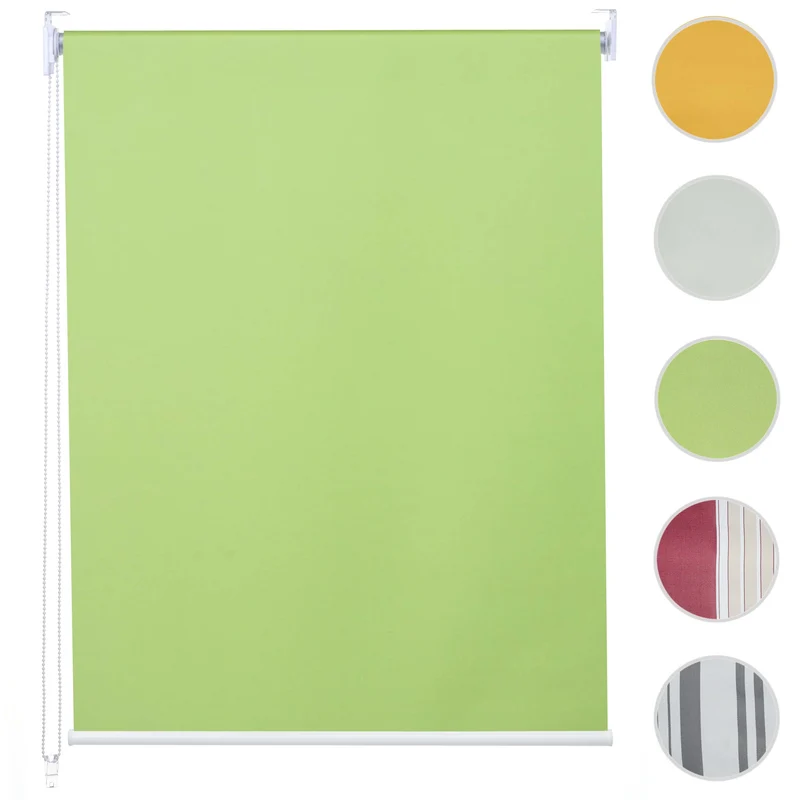 Store enrouleur de fenêtre occultant protection solaire store à tirage latéral 90x160cm opaque vert clair 04_0004477