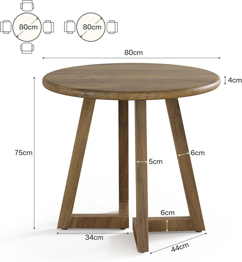 Tribesigns Table de salle à manger ronde pour 2 à 4 personnes idéale pour la cuisine et la salle à manger