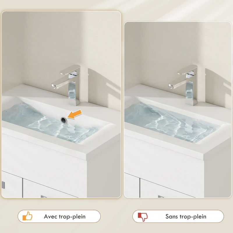 Ensemble de meubles de salle de bain mural 61 x 40 x 50 cm gain de place style épuré en panneau de particules blanc 21_0001981