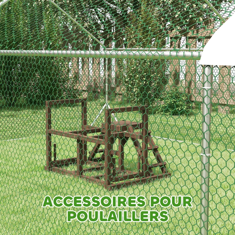 Aire de jeux poules perchoir avec balançoire échelle 82 x 60 x 55 cm stimulation équilibre rustique utile en bois marron 21_0008002