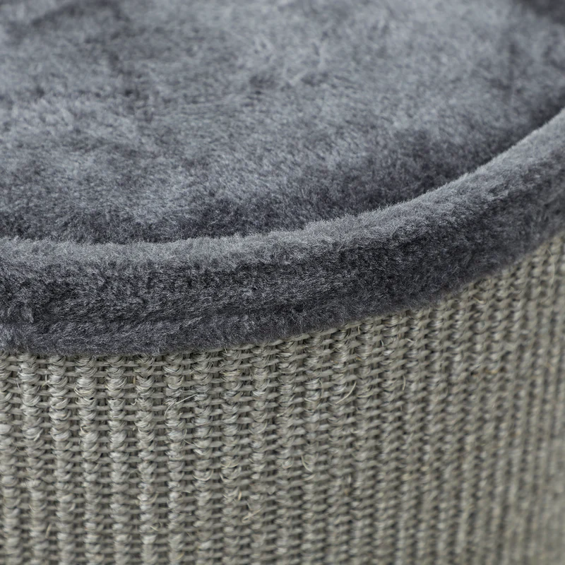 Tonneau griffoir pour chat 38 x 70 cm trois niveaux nid douillet moderne scandinave salon chambre en sisal gris clair 21_0007673