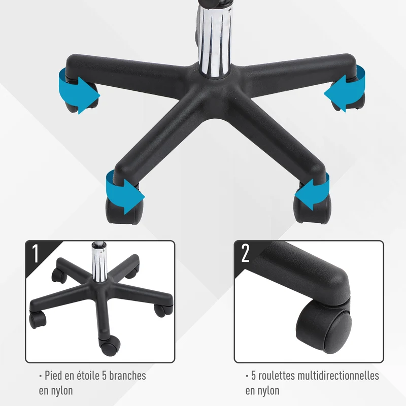 Tabouret de massage pivotant hauteur réglable 35 x 35 x 89 cm assise rembourrée 360 degrés moderne épuré en PU noir 21_0000840
