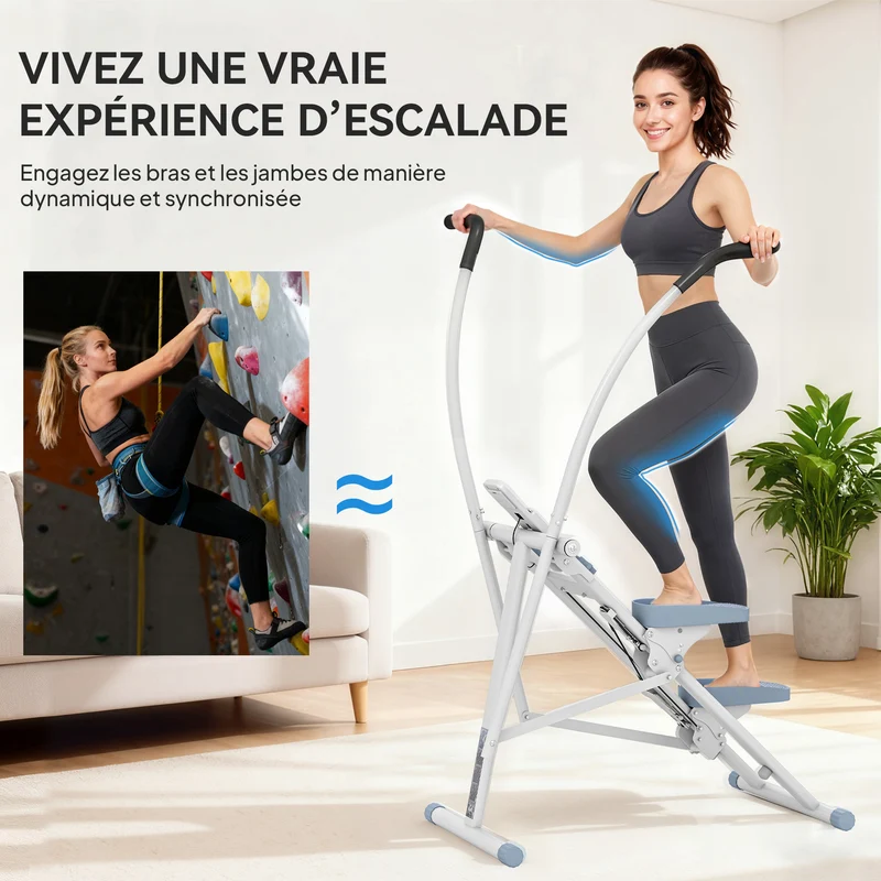 Simulateur d'escalier pour entraînement à domicile 85 x 80 x 142 cm pédales réglables écran lcd moderne en acier blanc 21_0006730