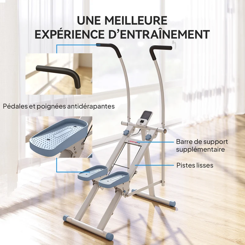 Simulateur d'escalier pour entraînement à domicile 85 x 80 x 142 cm pédales réglables écran lcd moderne en acier blanc 21_0006730