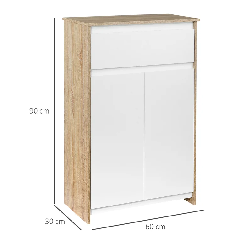 Meuble de salle de bain compact 60 x 30 x 90 cm rangement optimisé et tiroir placard minimaliste moderne en MDF blanc 21_0001893