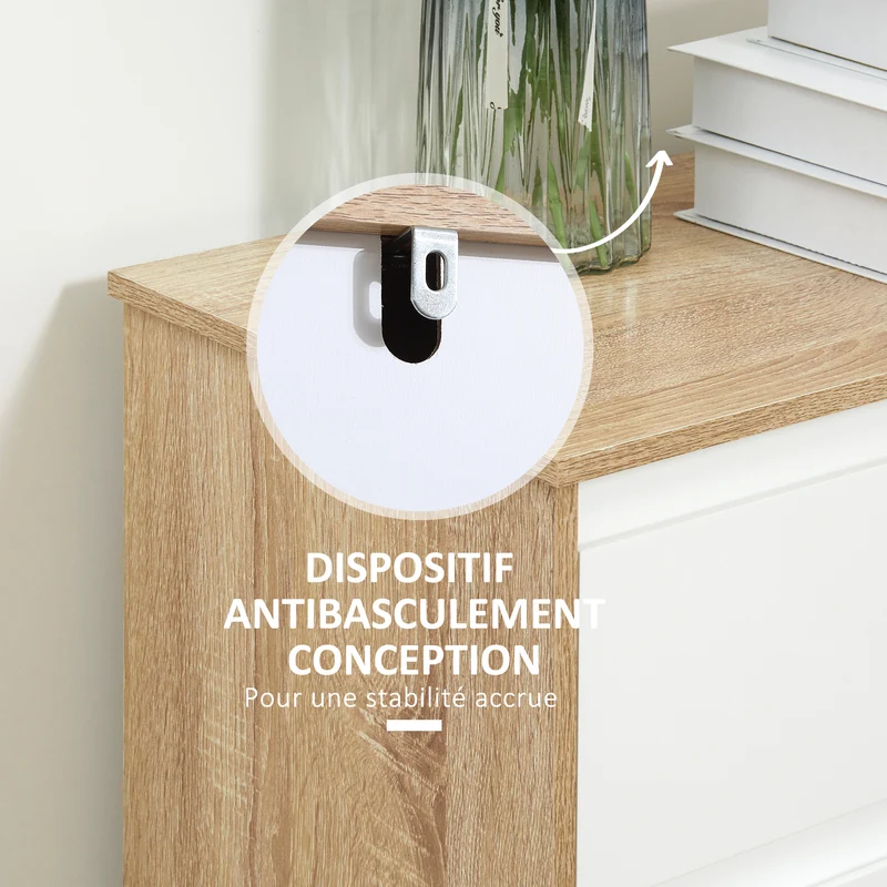 Meuble de salle de bain compact 60 x 30 x 90 cm rangement optimisé et tiroir placard minimaliste moderne en MDF blanc 21_0001893