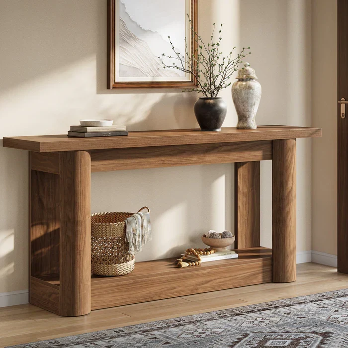 Tribesigns Table console de 160 cm, Table de canapé de ferme à 2 niveaux pour l'entrée