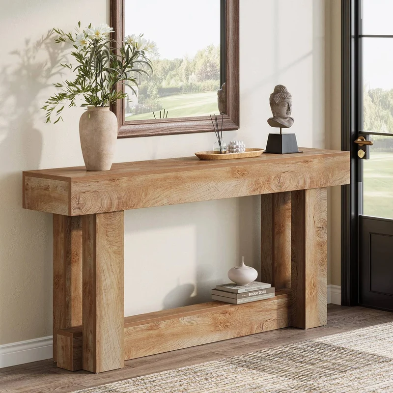 Tribesigns Table console en bois de 160 cm, Table d'entrée de ferme à 2 niveaux