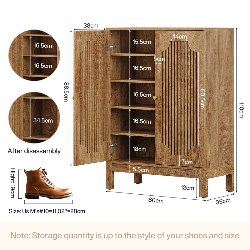 Tribesigns Meuble à Chaussures à 6 Niveaux avec Portes, Organiseur de Chaussures en Bois