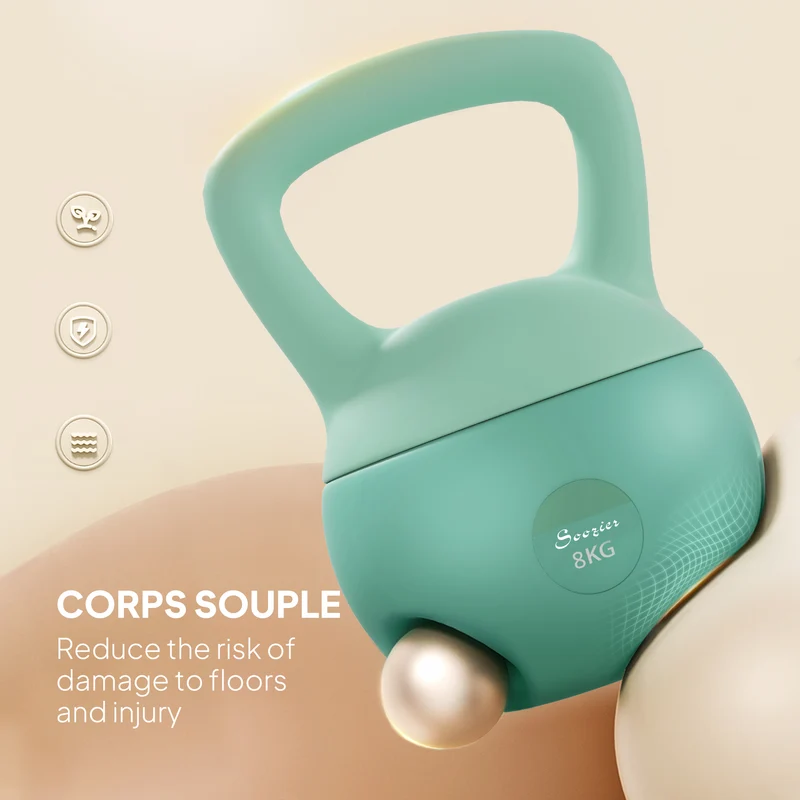 Cloche russe musculation 19 x 19 x 28 cm prise antidérapante base plate stable design contemporain en plastique vert 21_0006847