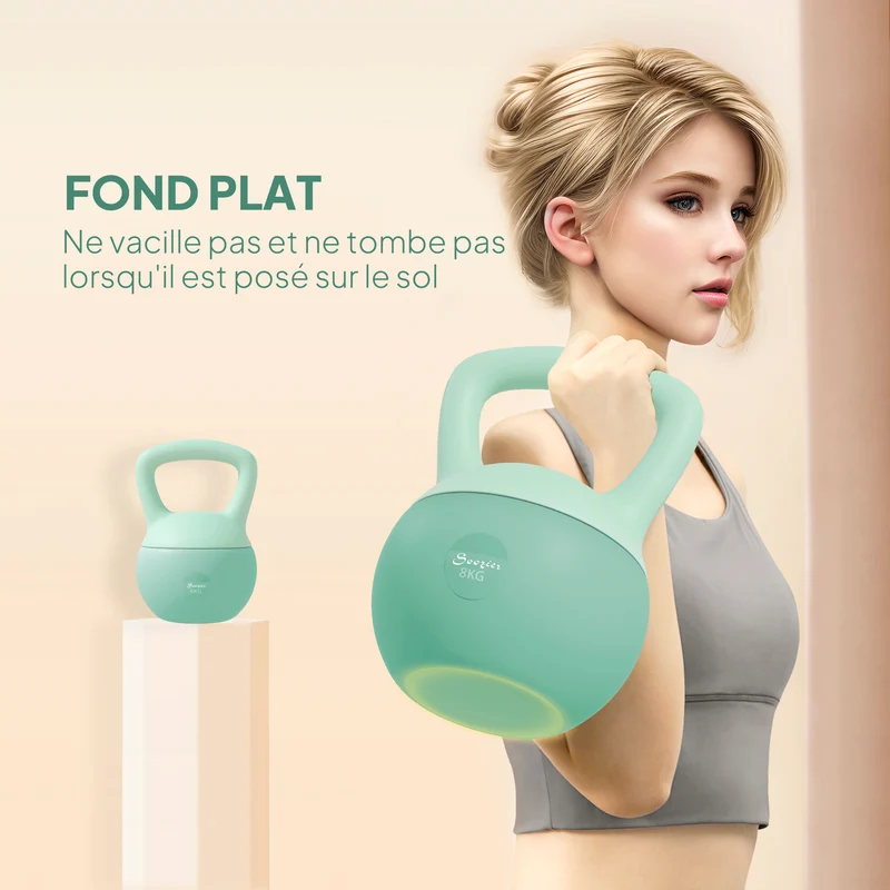 Cloche russe musculation 19 x 19 x 28 cm prise antidérapante base plate stable design contemporain en plastique vert 21_0006847