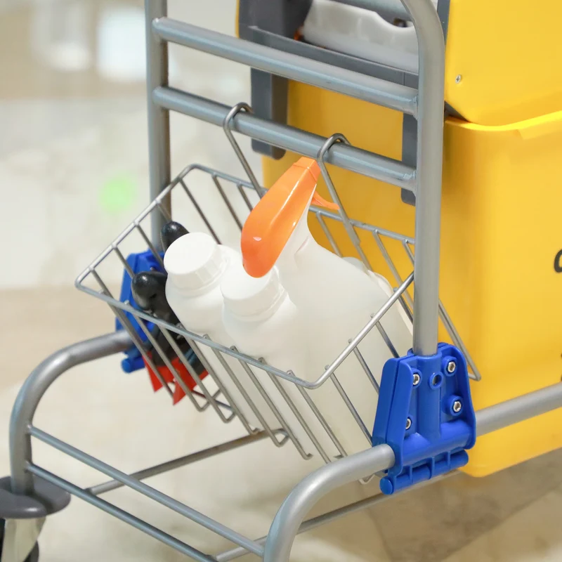 Chariot de lavage professionnel presse à mâchoire 73 x 45 x 95 cm grande capacité 26 L pratique industriel en PP jaune 21_0000931