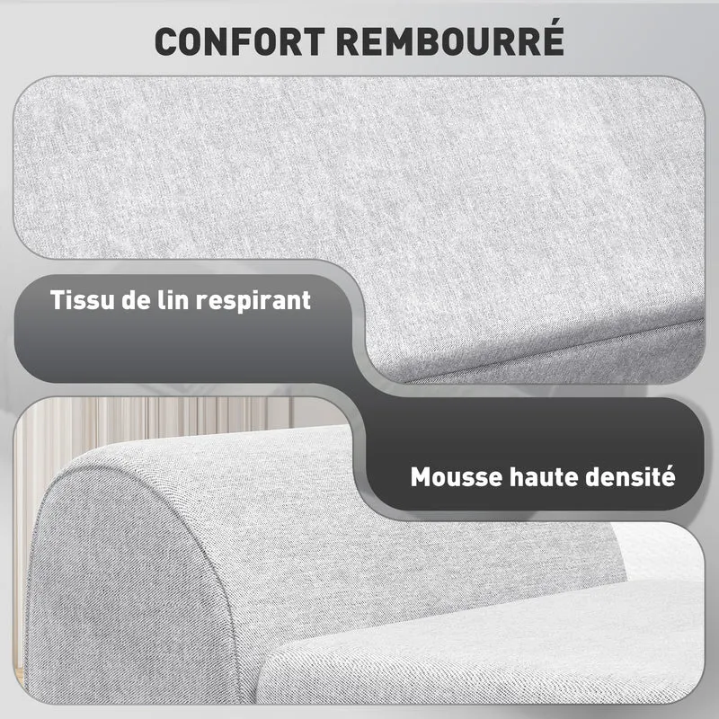 Banc coffre salon chambre 132 x 42 x 50 cm 53,8 litres assise rembourrée scandinave moderne en polyester gris clair 21_0002964