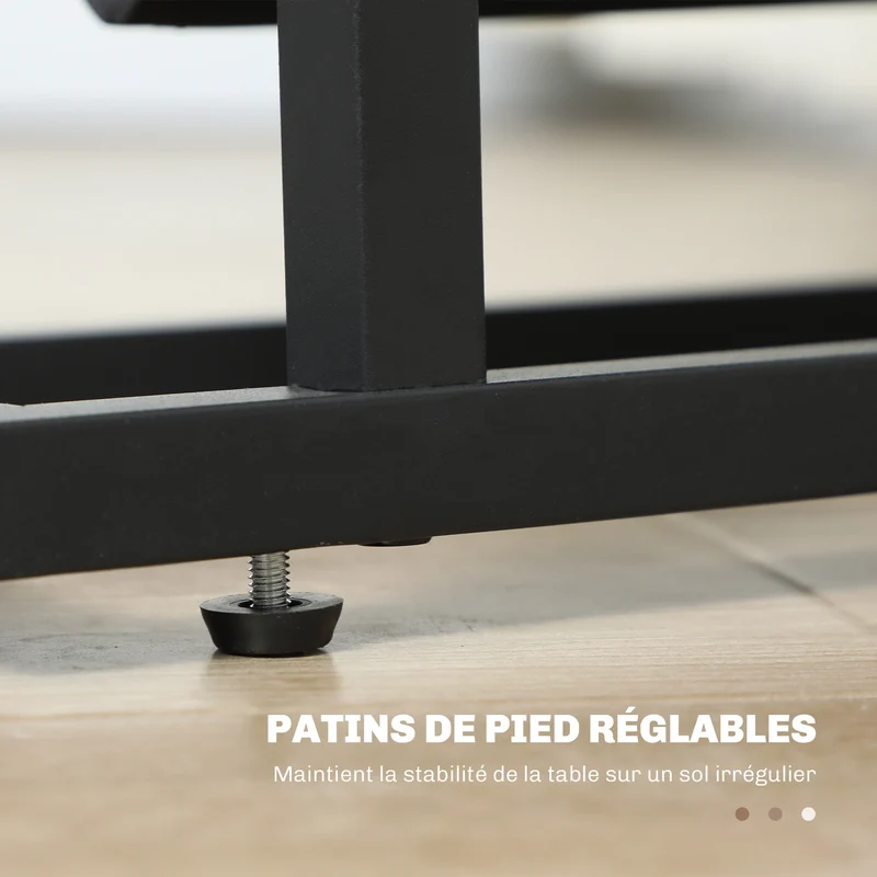 Table d'appoint étroite bout de canapé 40 x 18 x 55,5 cm sac de rangement pieds réglables minimaliste en métal noir 21_0002955