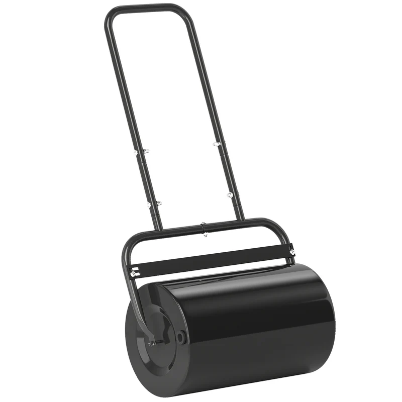 Rouleau à gazon 58 x 32.5 x 113 cm remplissable eau ou sable poignée ergonomique détachable industriel en acier noir 21_0004148
