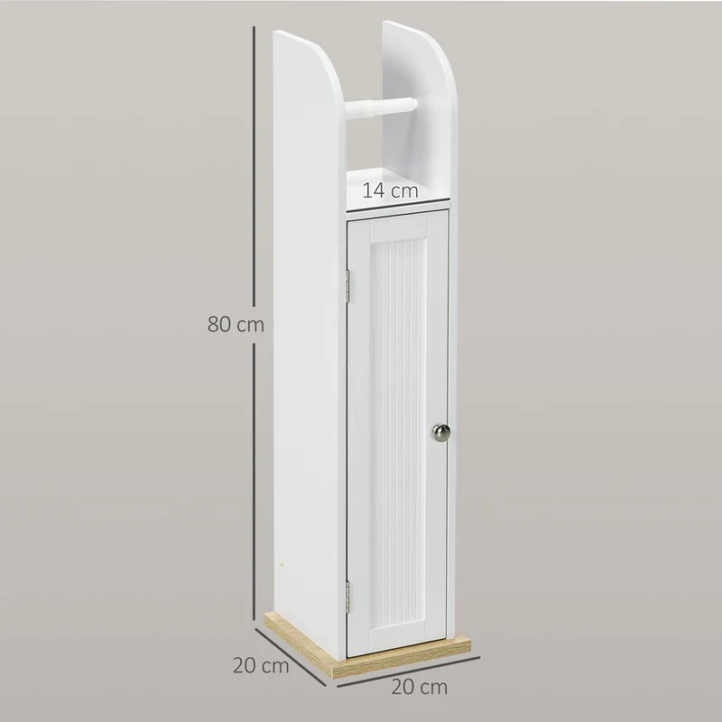 Meuble porte-papier toilette colonne 20 x 20 x 80 cm gain de place étagères réglables épuré contemporain en MDF blanc 21_0001960