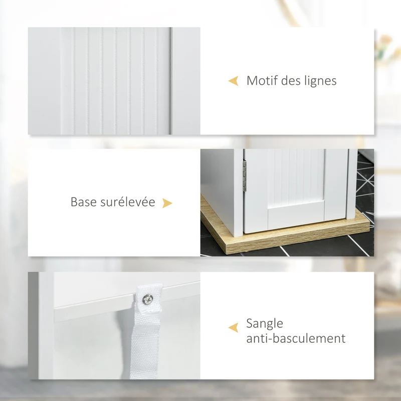 Meuble porte-papier toilette colonne 20 x 20 x 80 cm gain de place étagères réglables épuré contemporain en MDF blanc 21_0001960