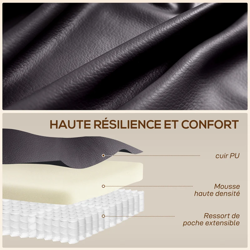 Fauteuil de relaxation inclinable 82 x 99 x 103 cm massage 8 points chaleur lombaire contemporain cosy en PU marron 21_0000809