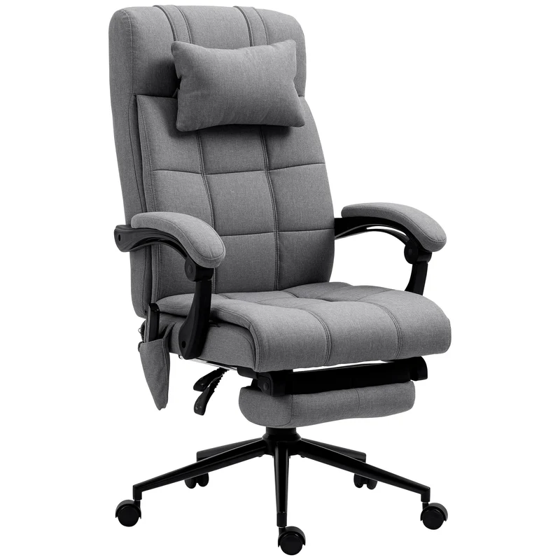 Fauteuil de bureau massage chauffant inclinable 155° 66 x 76 x 116-124 cm contemporain minimaliste en polyester gris 21_0006241