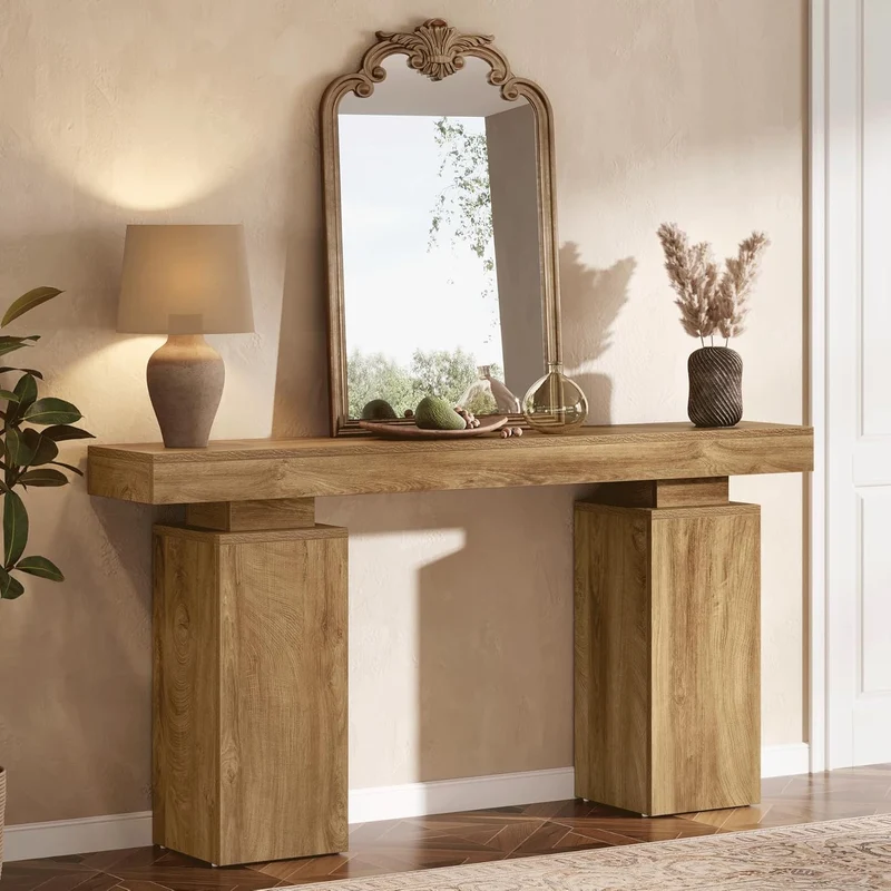 Tribesigns Console de 160 cm, Table d'entrée de style maison de campagne en bois pour le salon et le couloir