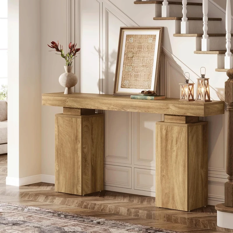 Tribesigns Console de 160 cm, Table d'entrée de style maison de campagne en bois pour le salon et le couloir