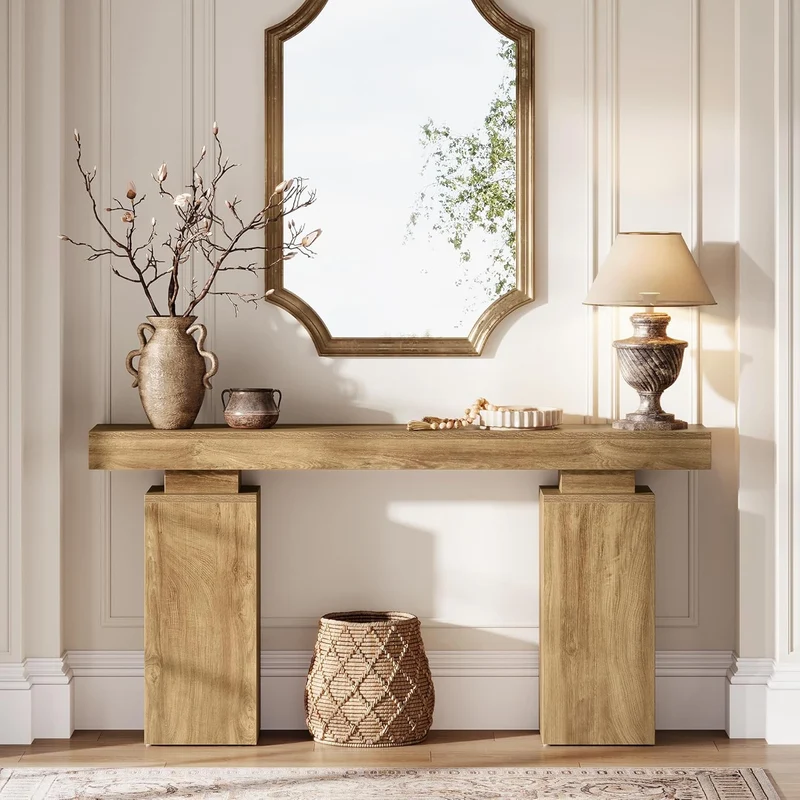 Tribesigns Console de 160 cm, Table d'entrée de style maison de campagne en bois pour le salon et le couloir