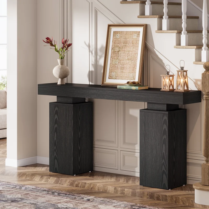 Tribesigns Console de 160 cm, Table d'entrée de style maison de campagne en bois pour le salon et le couloir