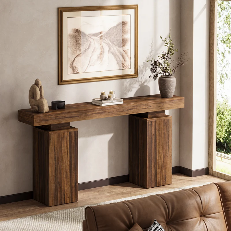 Tribesigns Console de 160 cm, Table d'entrée de style maison de campagne en bois pour le salon et le couloir