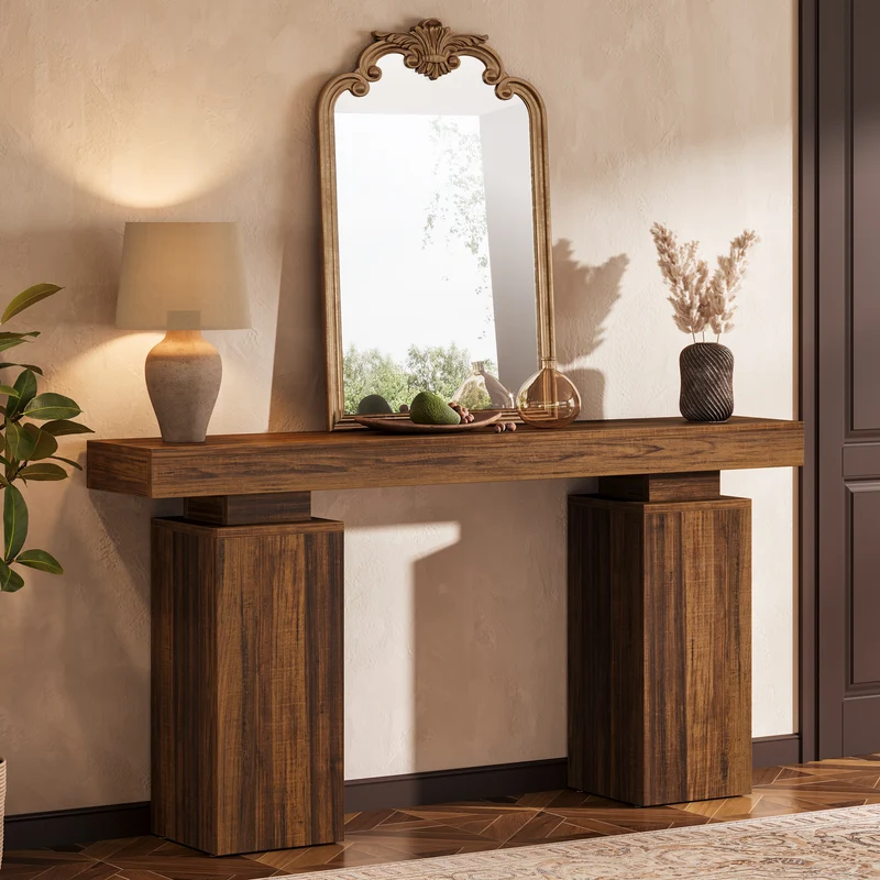 Tribesigns Console de 160 cm, Table d'entrée de style maison de campagne en bois pour le salon et le couloir