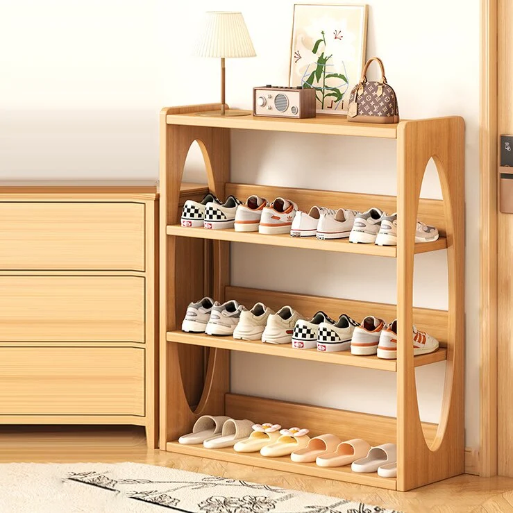 Modern Minimalist Eco-friendly Board Pine Board Rectangular Shoe Storage With 4/5/6-Tier Space-Saving Storage Organizer For Entryway