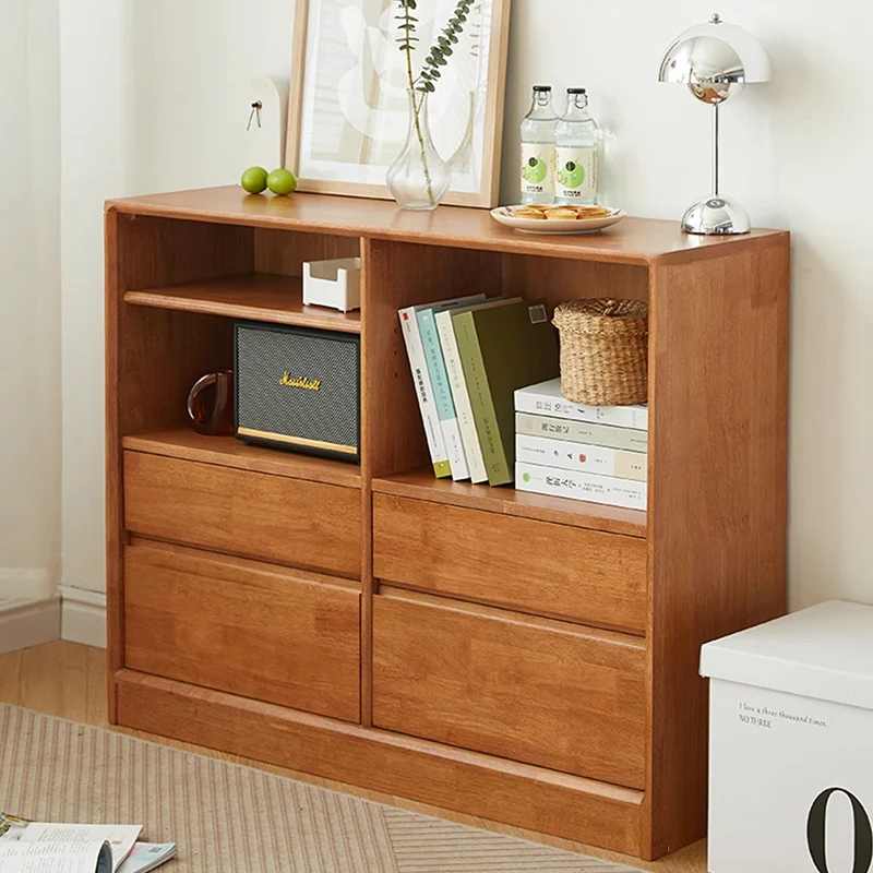 Modern Minimalist Solid Wood & Plywood Rectangular Storage Cabinet With 4/6 Drawers For Living Room