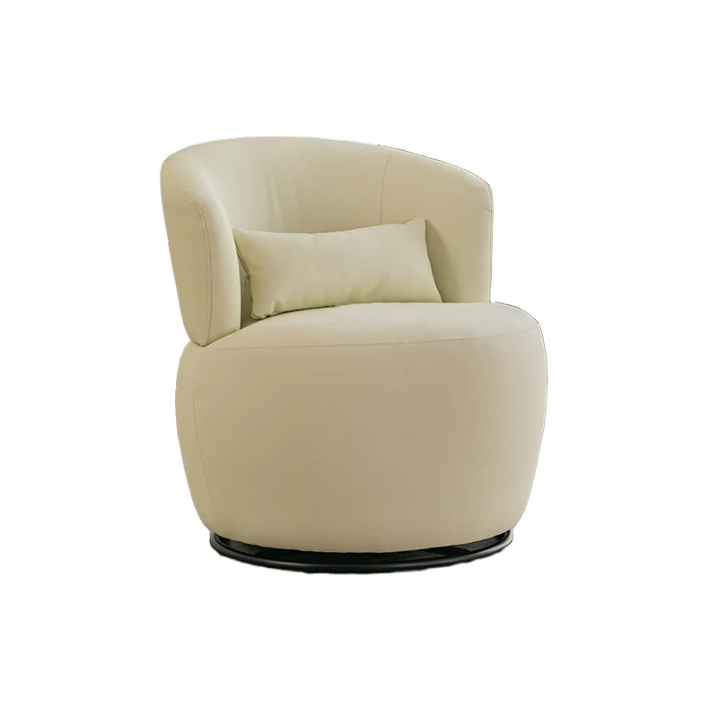 Contemporary Retro Round Plywood Steel Swivel Upholstery Accent Chair With Backrest For Living Room