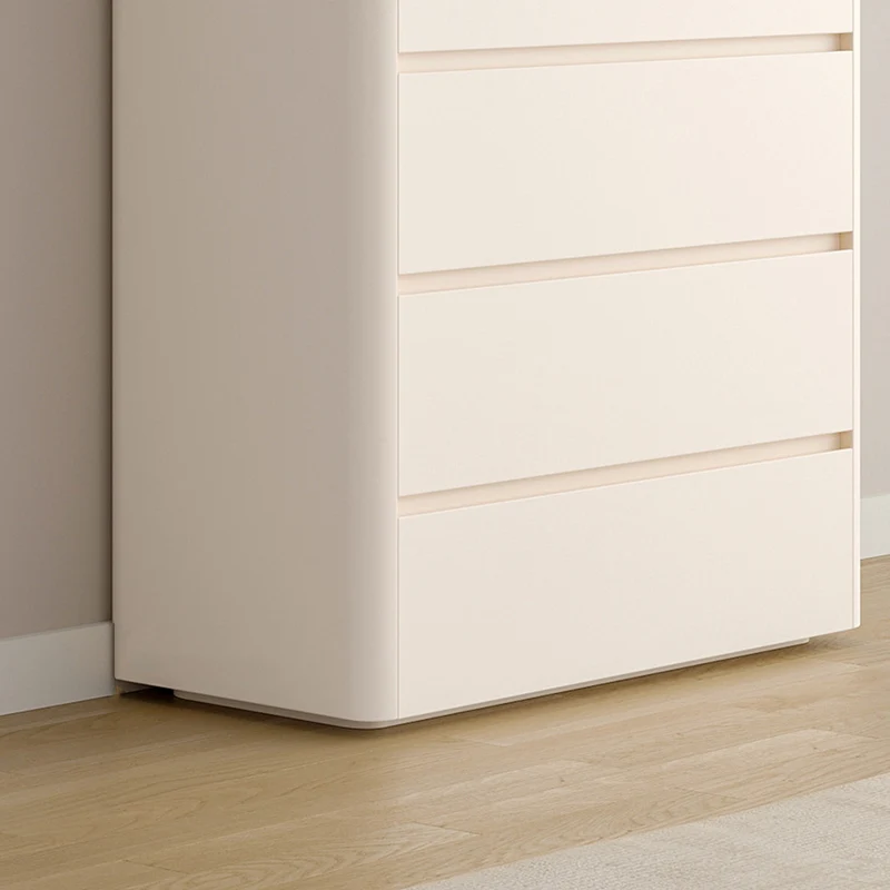 Modern Minimalist Rounded Rectangle Plywood Storage Cabinet With 5 Drawers For Living Room & Bedroom