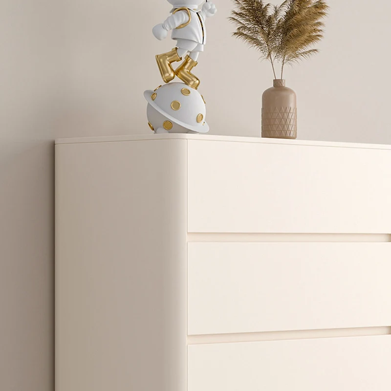 Modern Minimalist Rounded Rectangle Plywood Storage Cabinet With 5 Drawers For Living Room & Bedroom