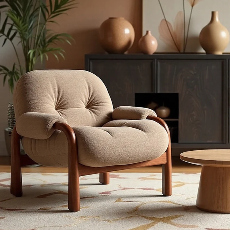 Contemporary Nordic Velvet & Faux Leather Soft Upholstered Accent Chair With Arms And Backrest For Living Room