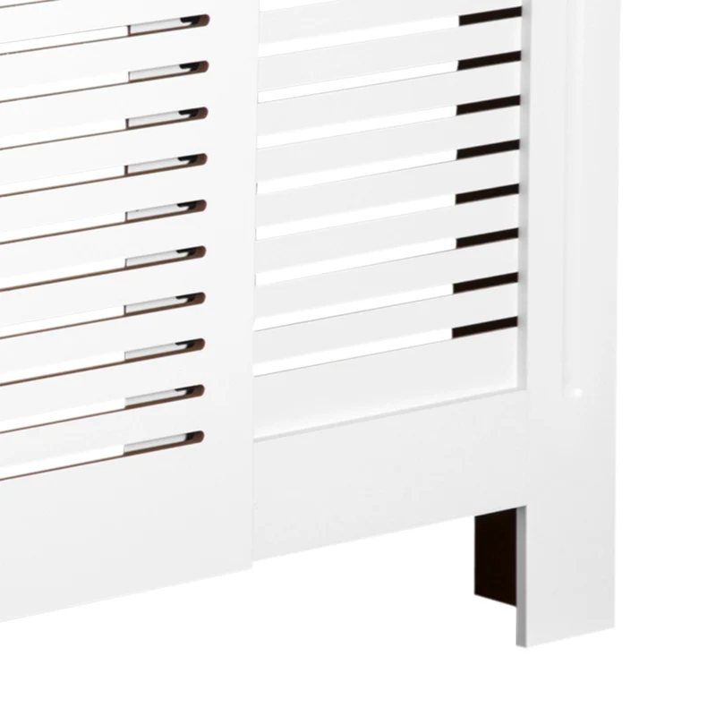 Cache-radiateur extensible en lattes 139-208.5 x 20.5 x 82.5 cm étagère anti-basculement contemporain salon en MDF blanc 21_0001100