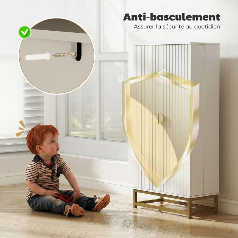 Armoire de cuisine 58 x 29 x 119,5 cm 12 étagères réglables anti basculement contemporain en panneau de particules blanc 21_0003324