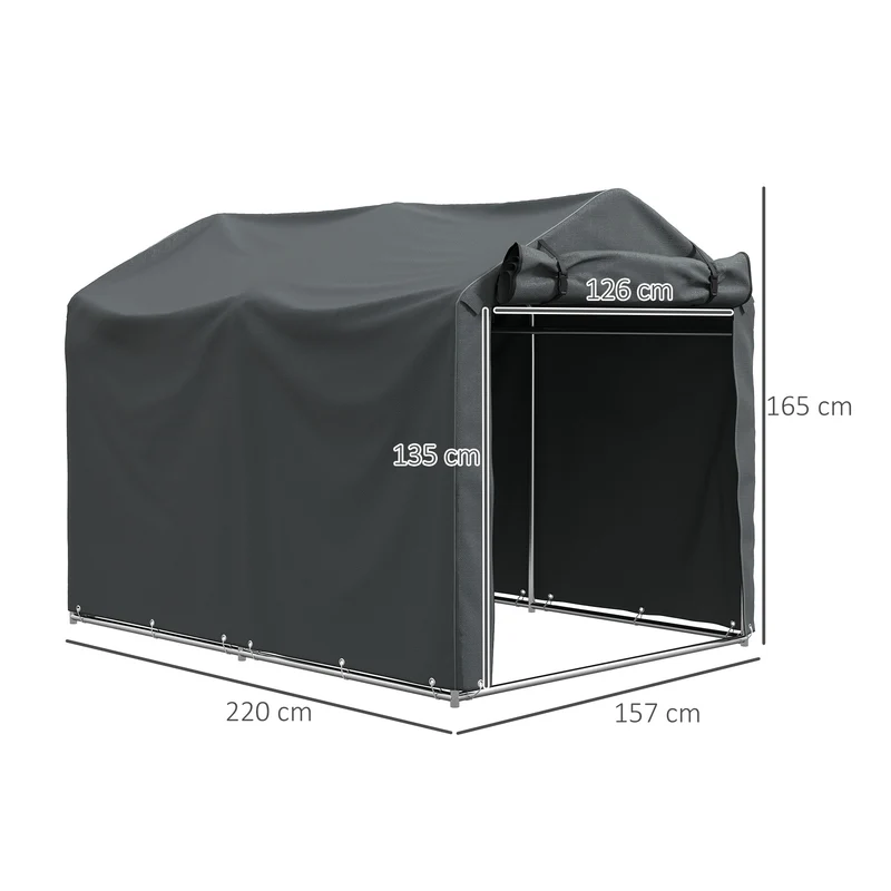 Abri pour vélos extérieur 220 x 157 x 165 cm imperméable anti-uv rangement contemporain en métal galvanisé gris foncé 21_0005534