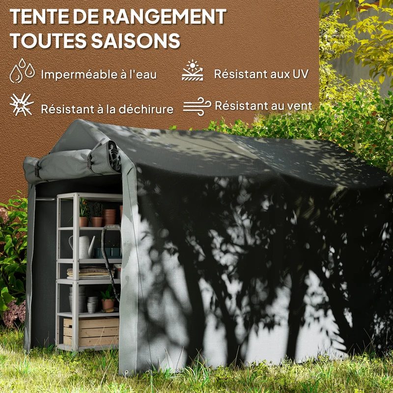 Abri pour vélos extérieur 220 x 157 x 165 cm imperméable anti-uv rangement contemporain en métal galvanisé gris foncé 21_0005534