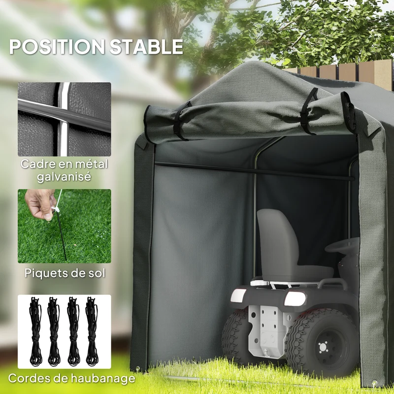 Abri pour vélos extérieur 220 x 157 x 165 cm imperméable anti-uv rangement contemporain en métal galvanisé gris foncé 21_0005534